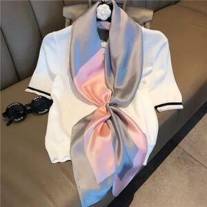 Miss Ruby - Gray & Pink Square Scarf